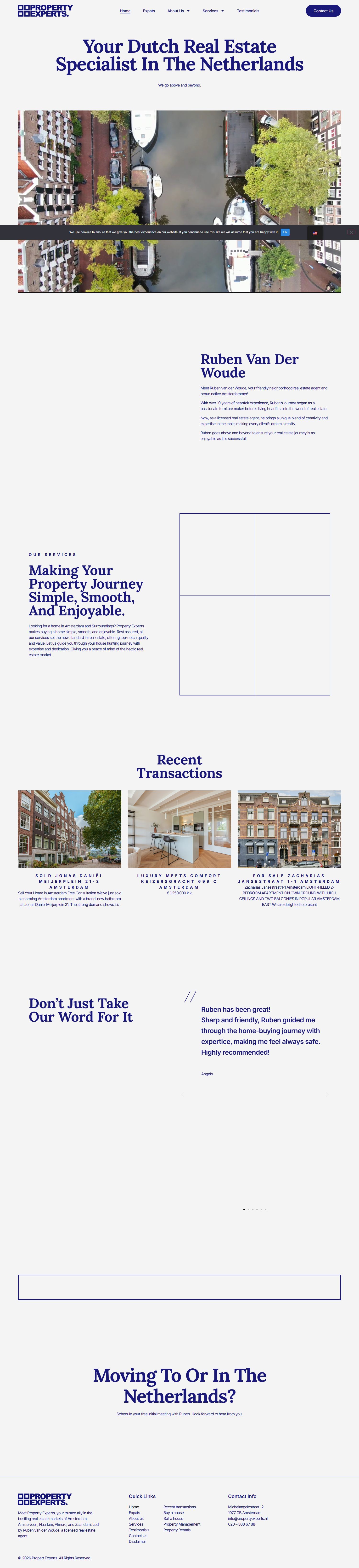 Screenshot van de website van www.propertyexperts.nl