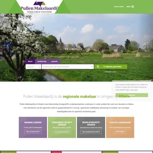 Screenshot der Website von www.pullen-makelaardij.nl