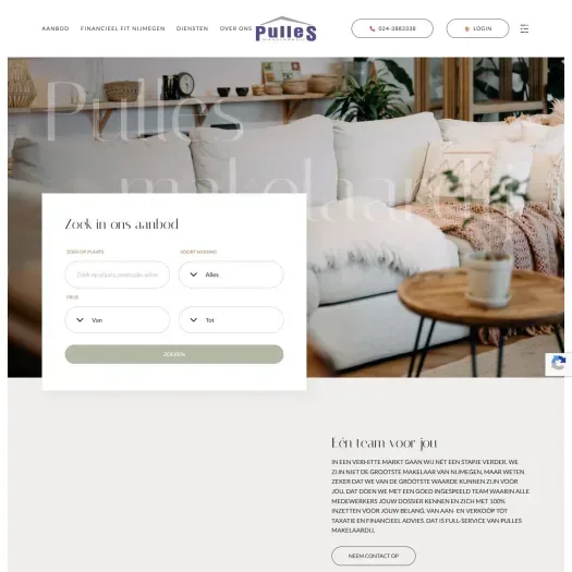 Screenshot der Website von www.pullesmakelaardij.nl