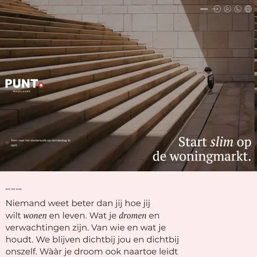 Screenshot van de website van www.puntmakelaars.nl