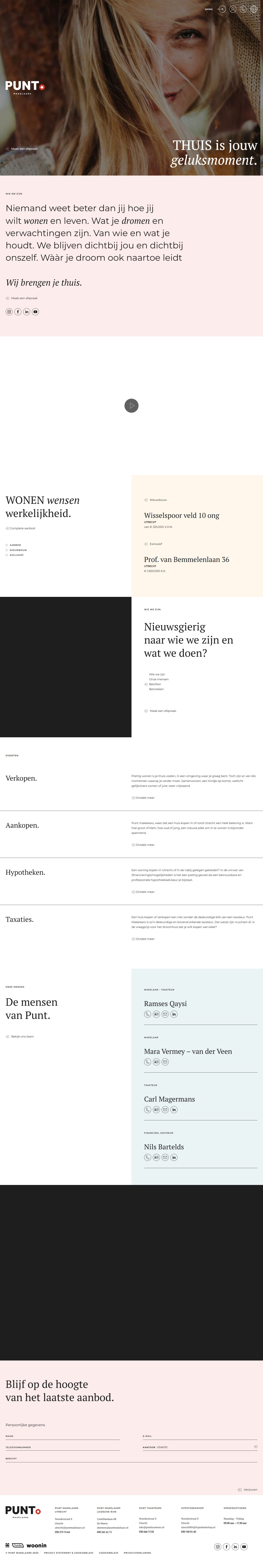 Screenshot van de website van www.puntmakelaars.nl