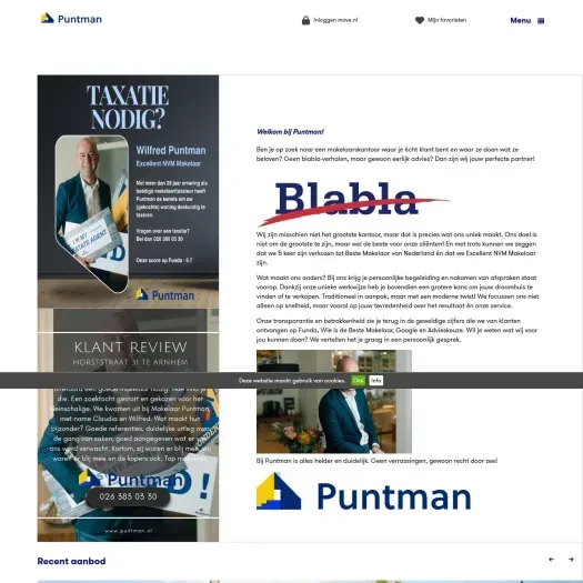 Screenshot van de website van www.puntman.nl