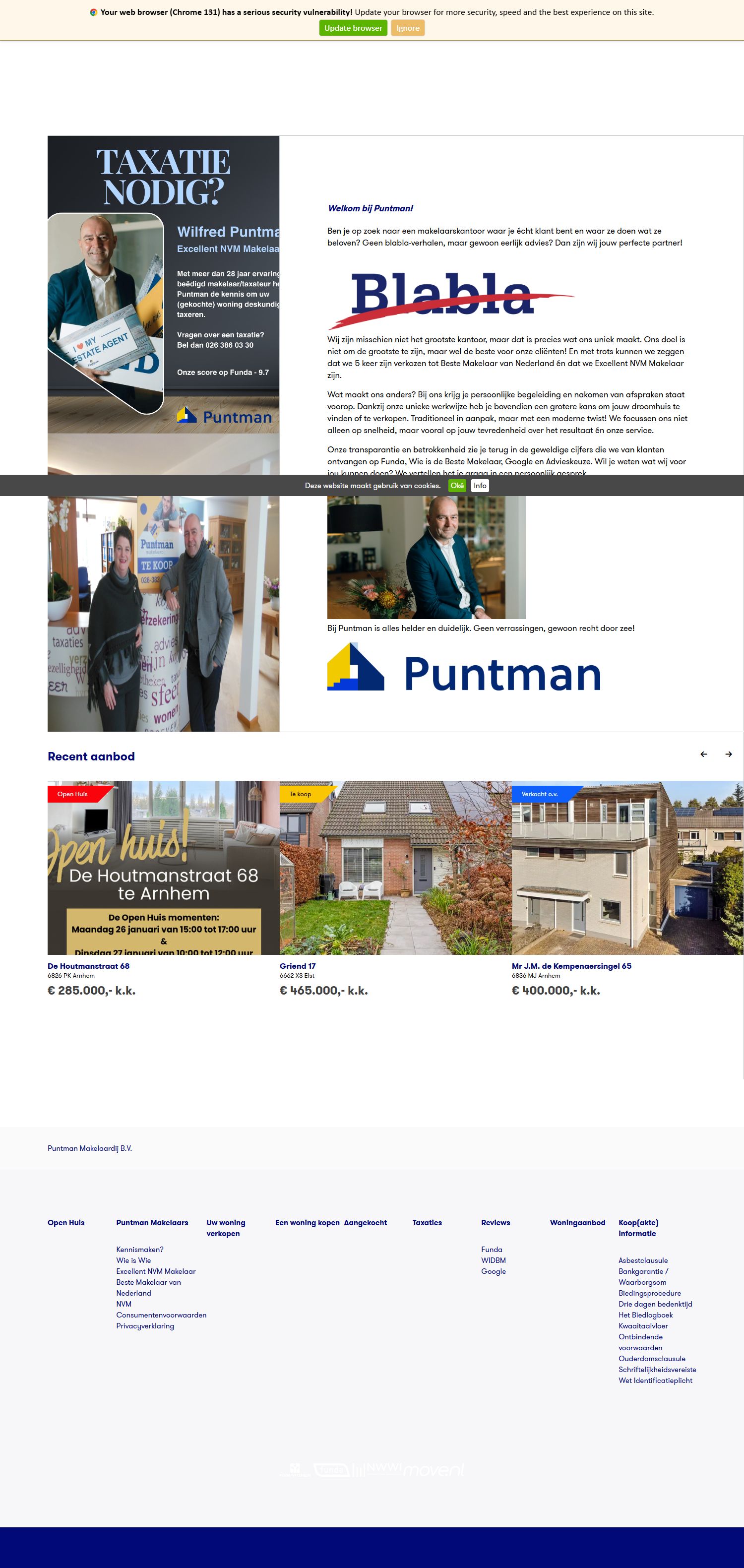 Screenshot van de website van www.puntman.nl