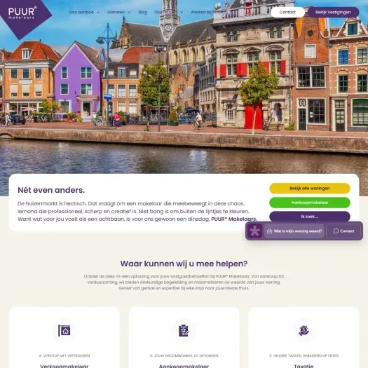 Screenshot van de website van www.puurmakelaars.nl
