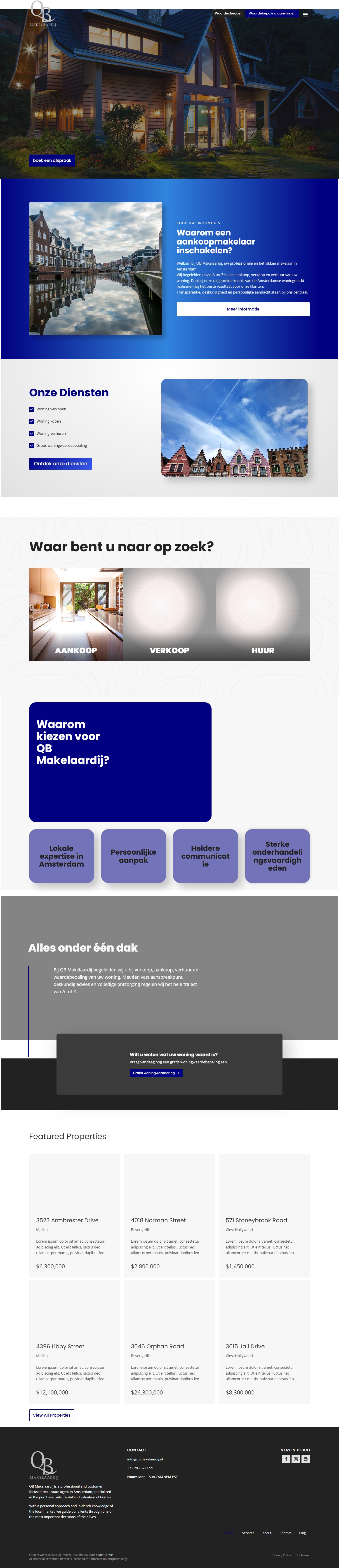 Screenshot van de website van www.qbmakelaardij.nl