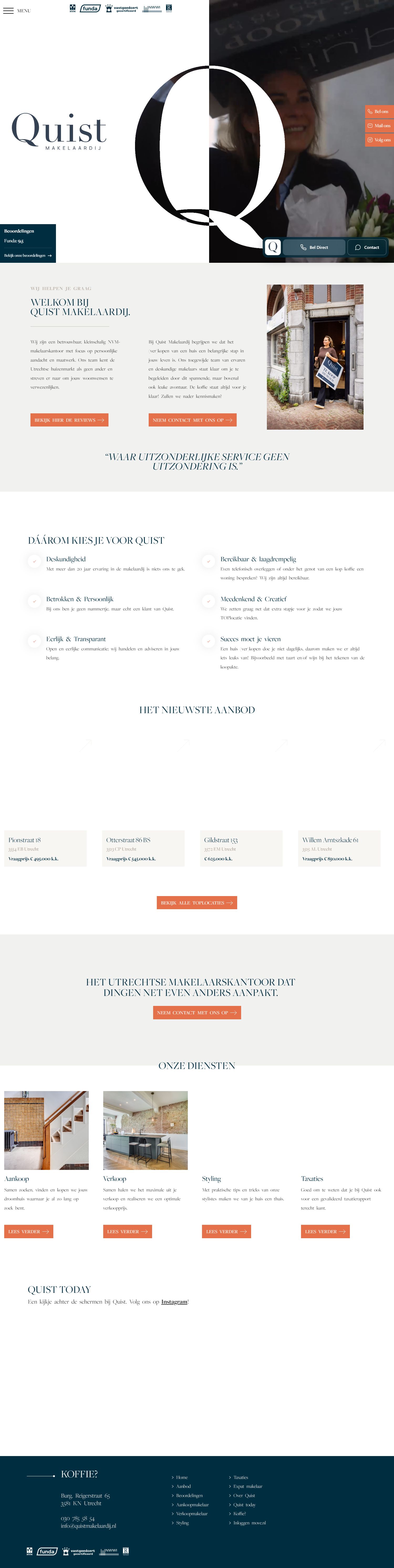 Screenshot van de website van www.quistmakelaardij.nl