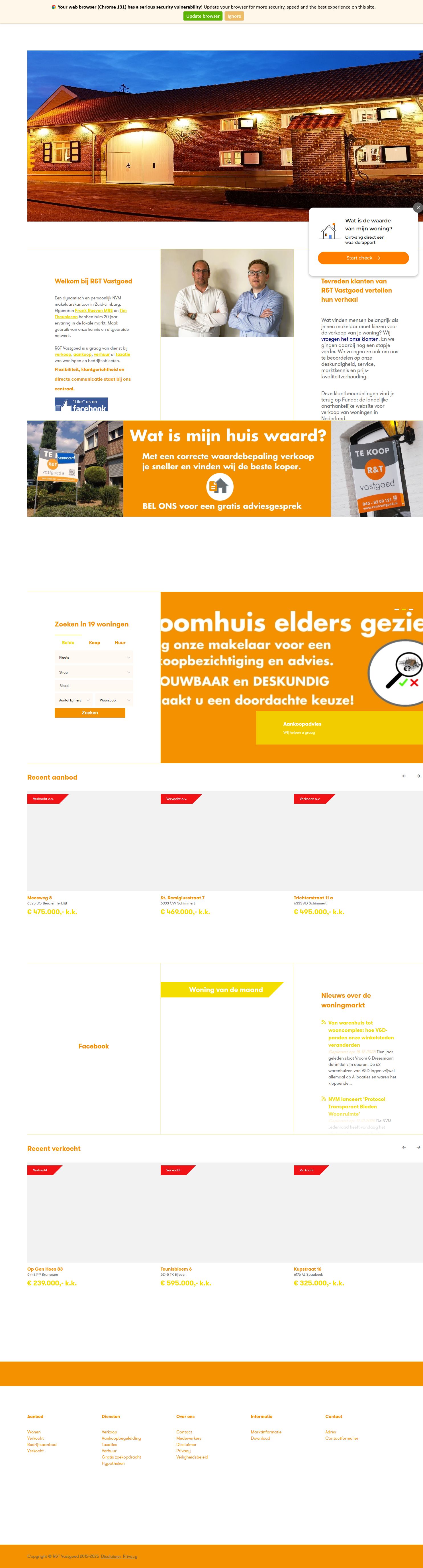 Screenshot van de website van www.rentvastgoed.nl