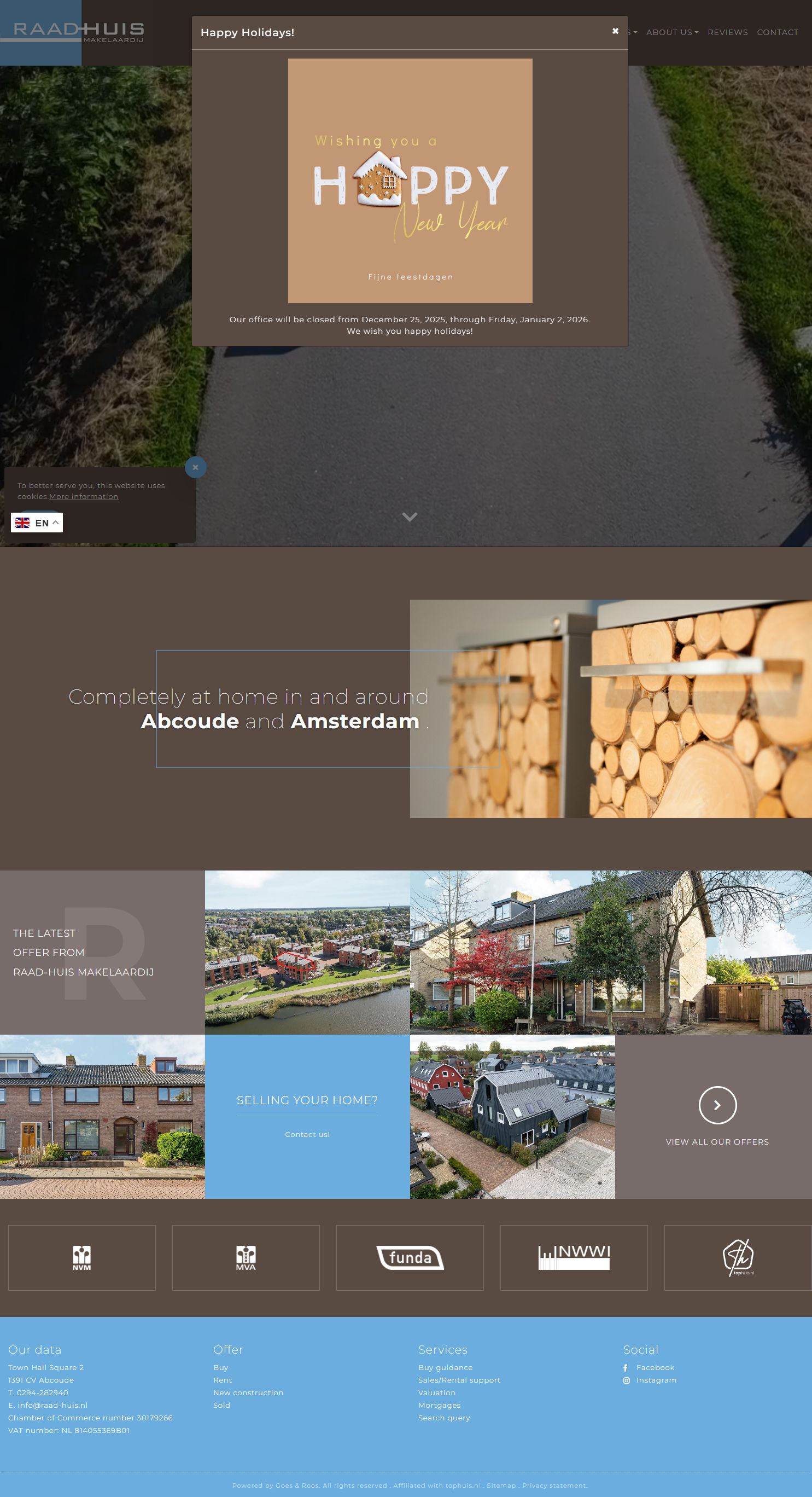 Screenshot van de website van www.raad-huis.nl