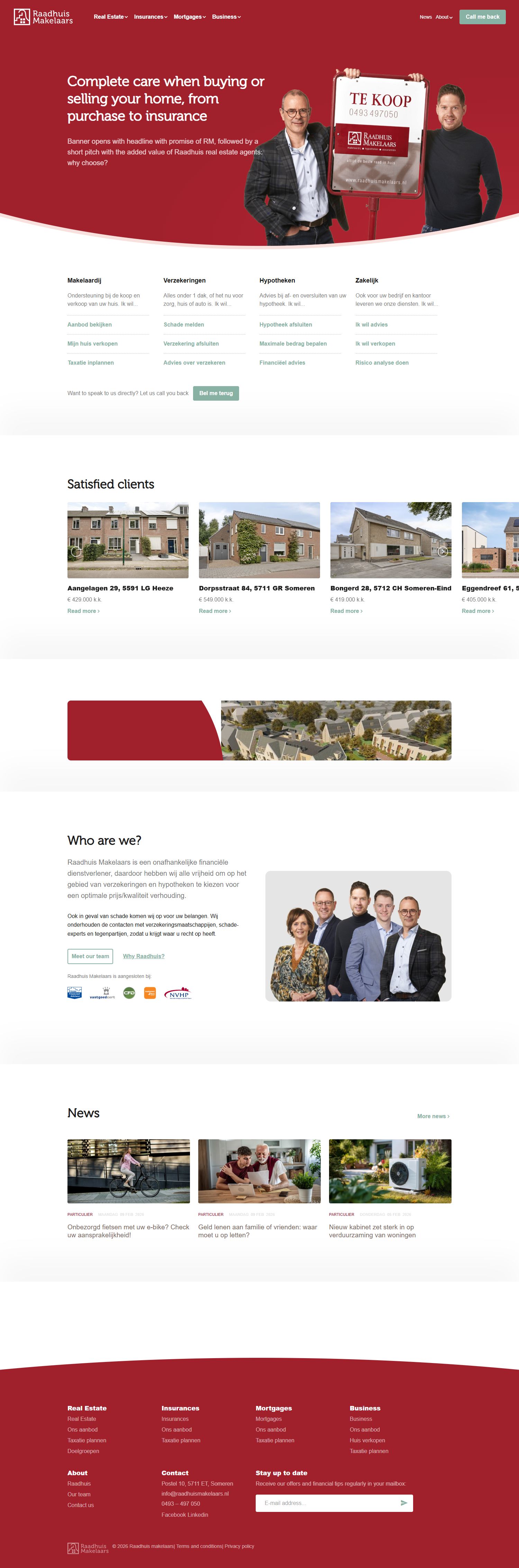 Screenshot van de website van www.raadhuismakelaars.nl