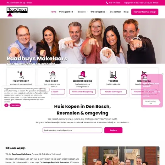 Screenshot der Website von www.raadhuysmakelaars.nl
