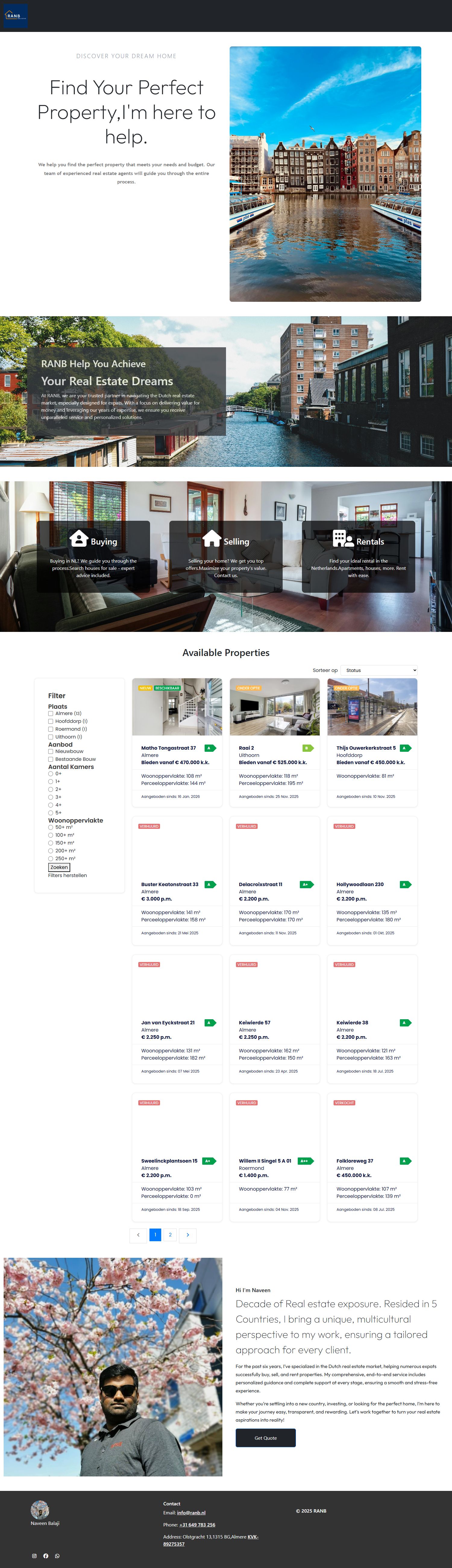 Screenshot van de website van www.ranb.nl