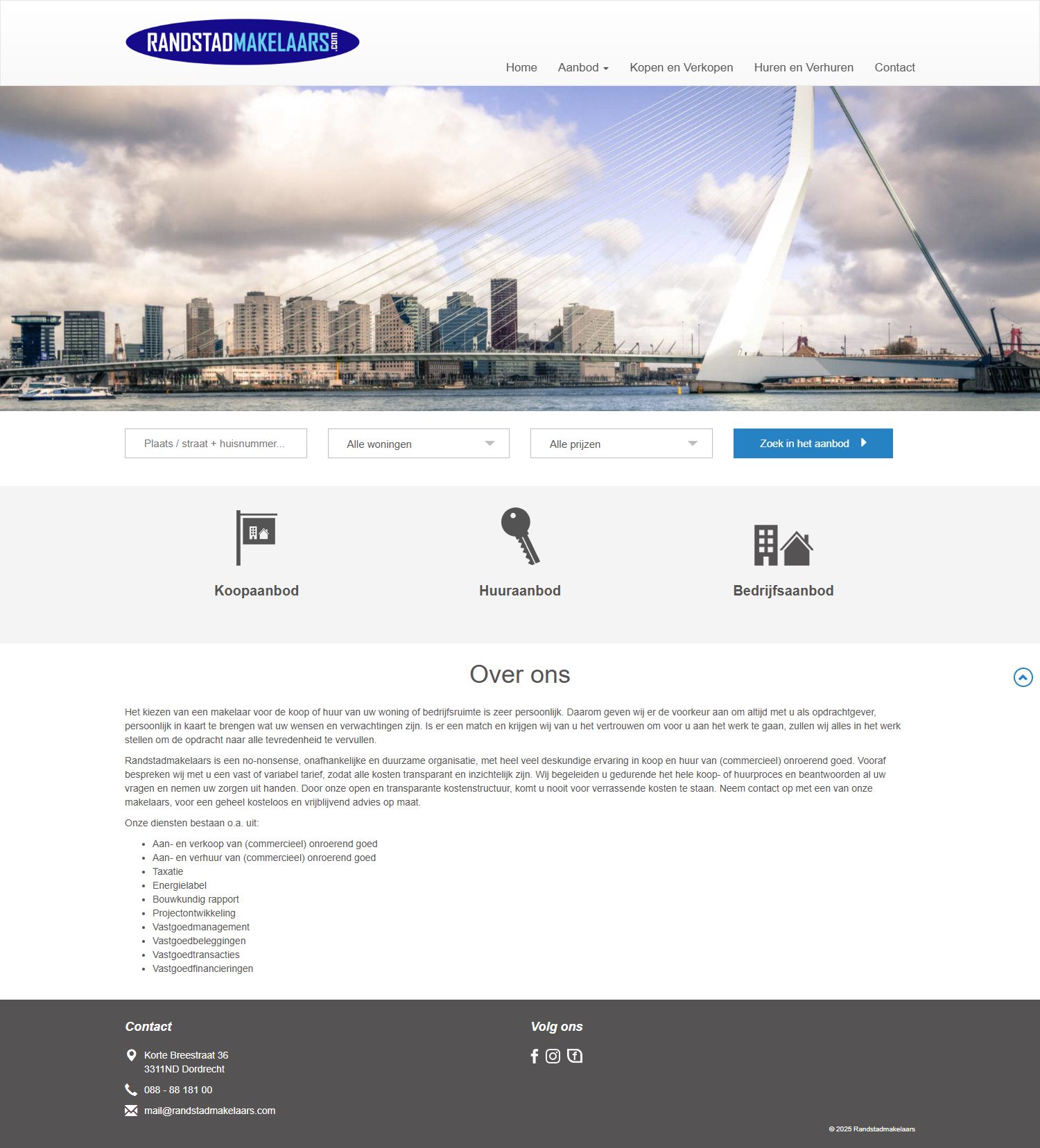 Screenshot van de website van www.randstadmakelaars.com