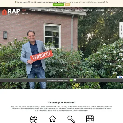 Screenshot of the website of www.rapmakelaardij.nl