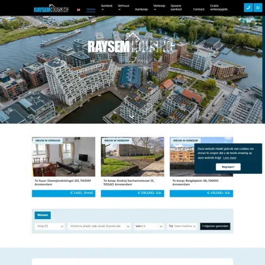 Screenshot van de website van www.raysemhousing.nl