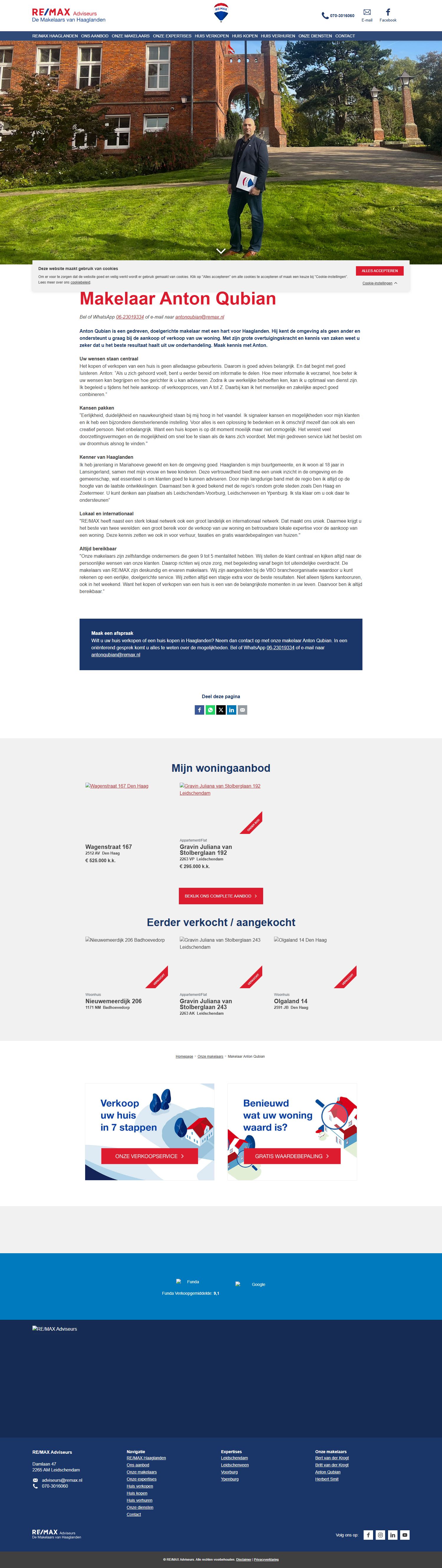 Screenshot van de website van www.makelaars-in-haaglanden.nl