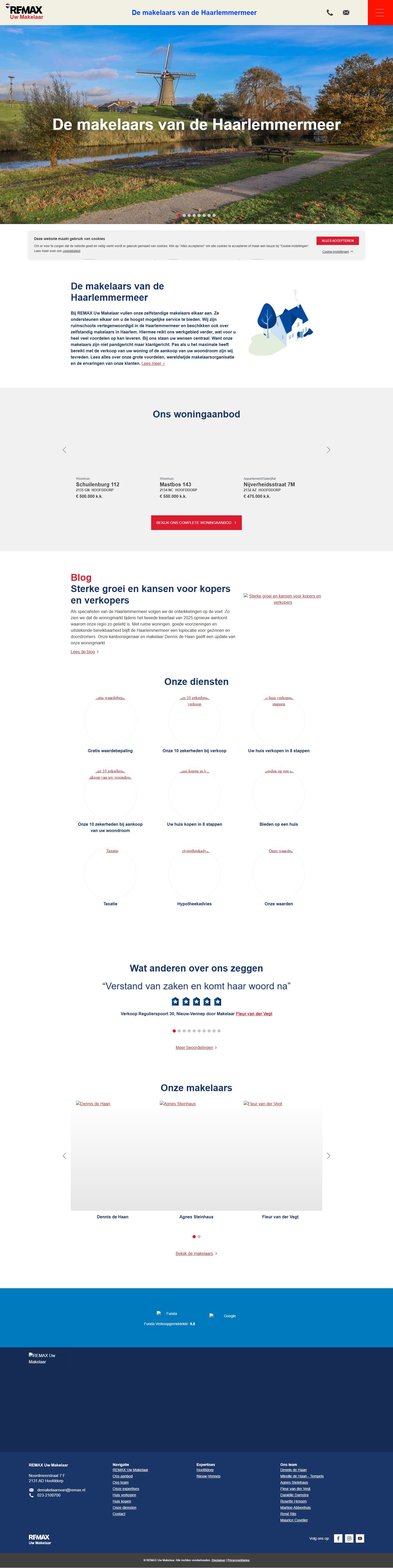 Screenshot van de website van www.makelaars-in-haarlemmermeer.nl