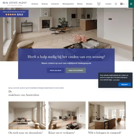 Screenshot van de website van www.realestateagent.nl