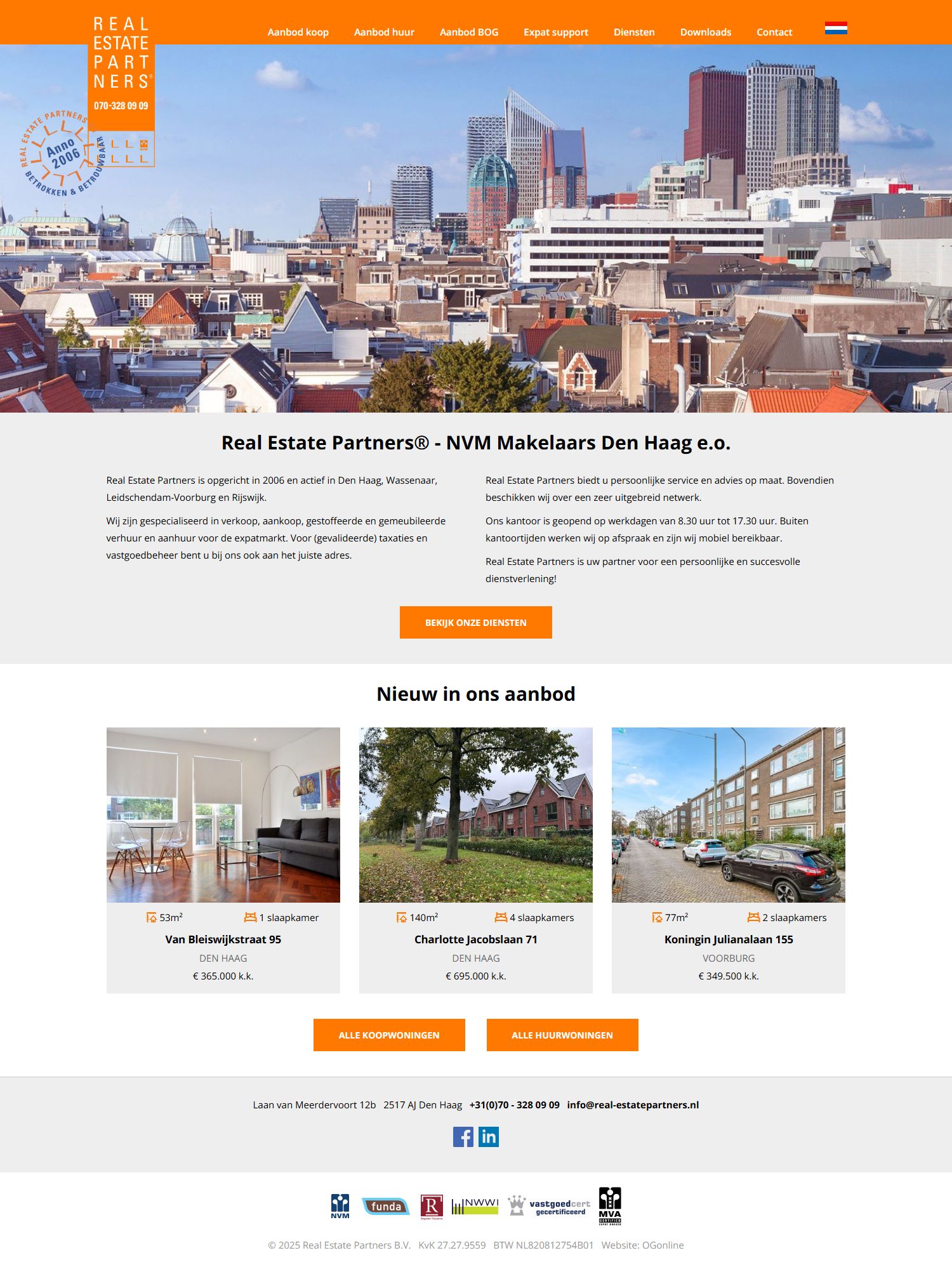 Screenshot van de website van www.real-estatepartners.nl