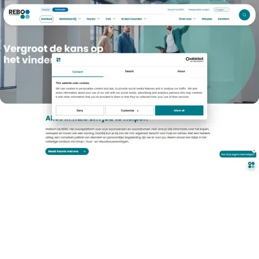 Screenshot van de website van www.rebogroep.nl