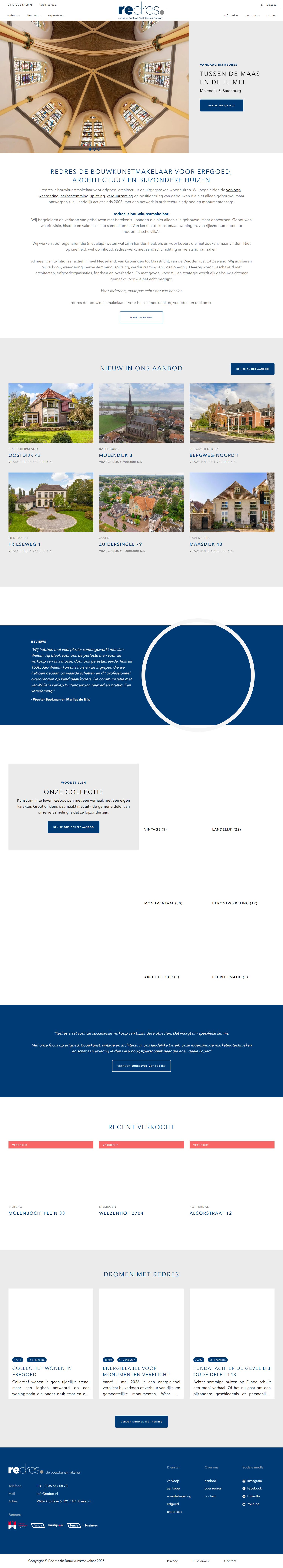 Screenshot van de website van www.redres.nl