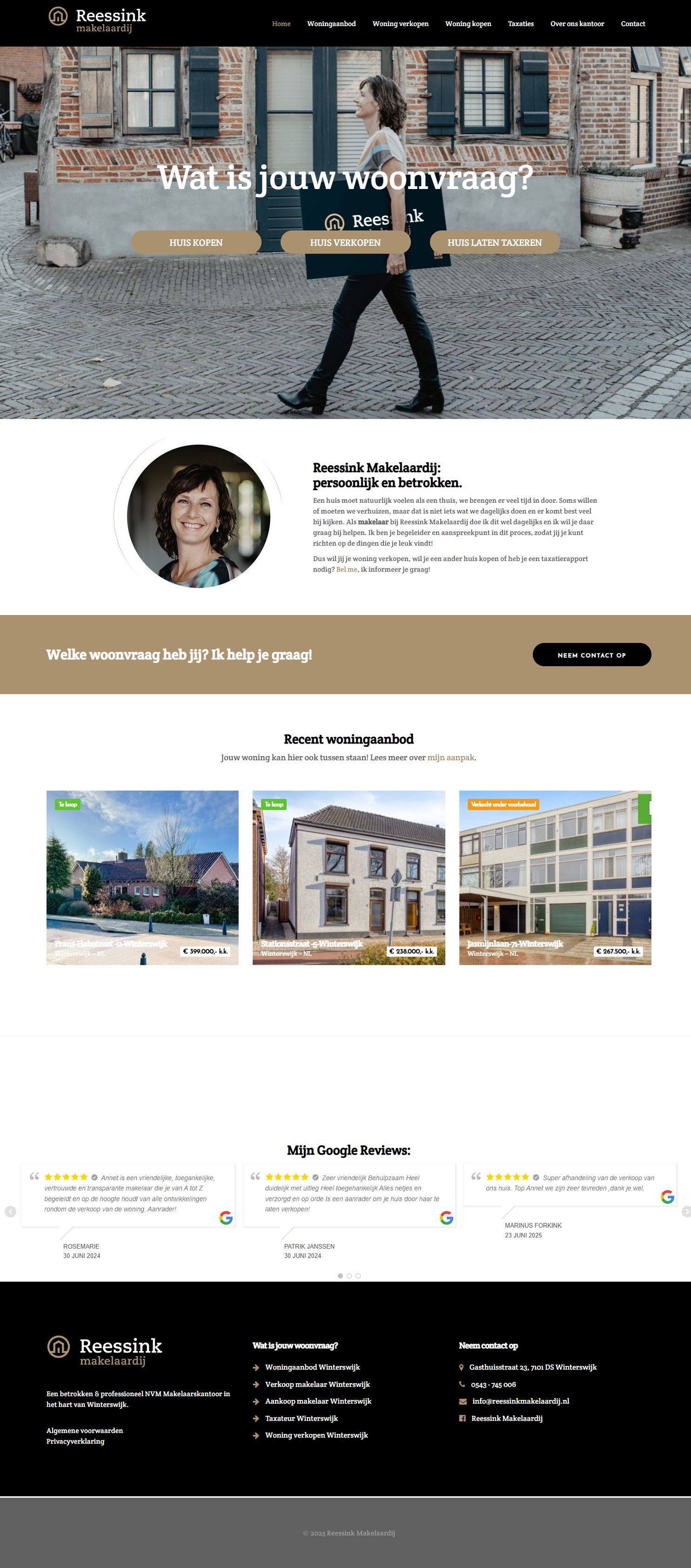 Screenshot van de website van www.reessinkmakelaardij.nl