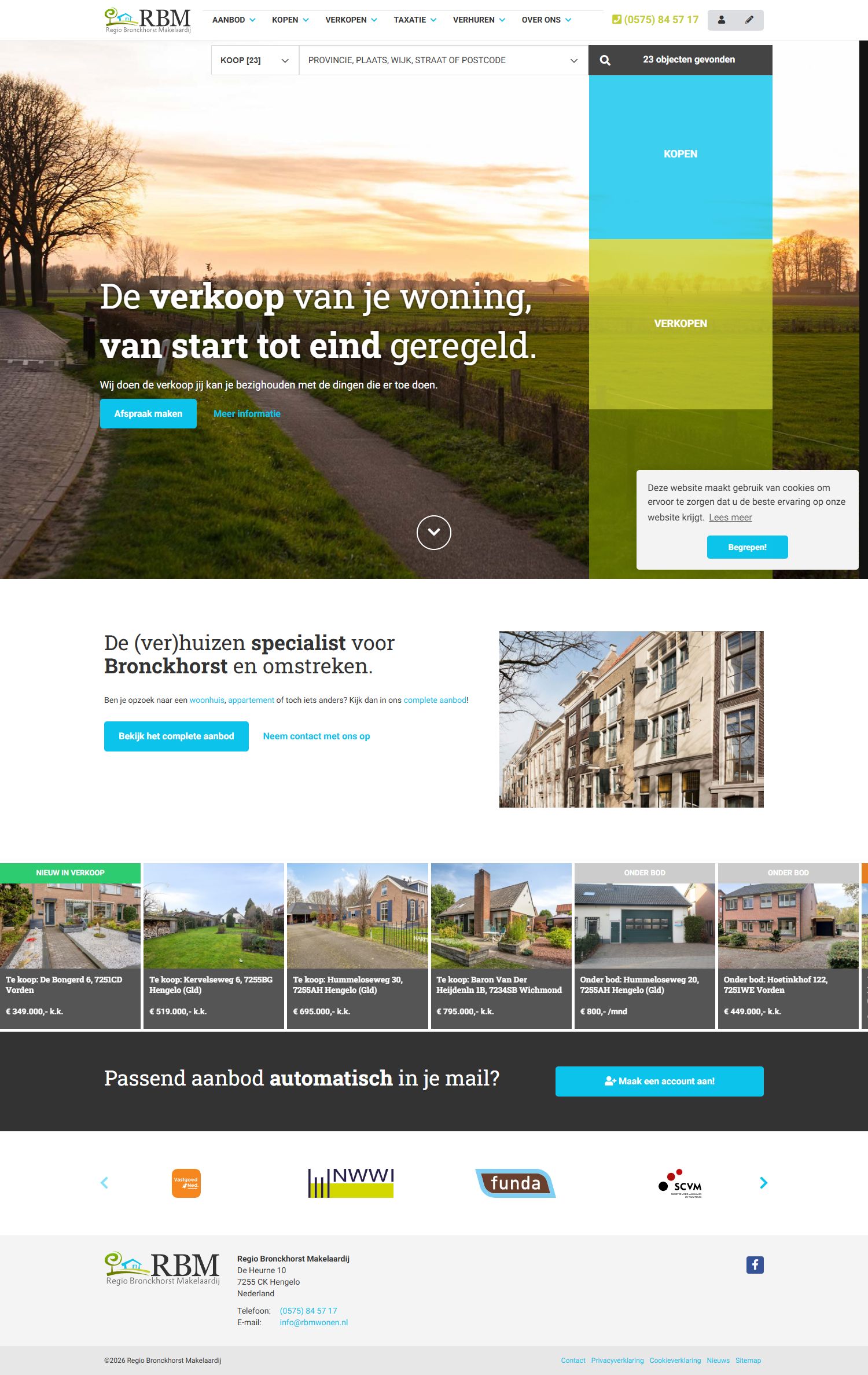 Screenshot van de website van www.rbmwonen.nl