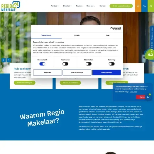 Capture d'écran du site web de www.regiomakelaar.eu