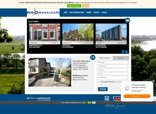 Screenshot of the website of www.regionvm.nl