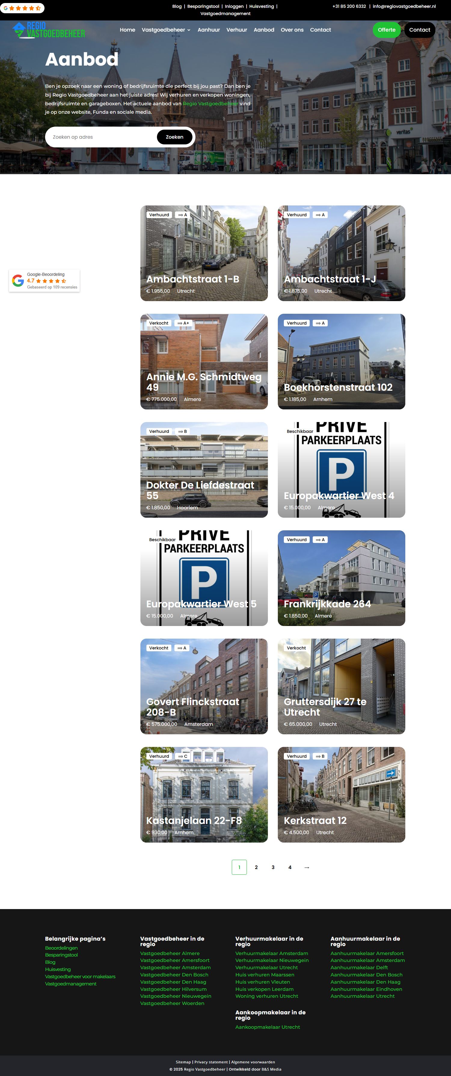 Screenshot van de website van regiovastgoedbeheer.nl