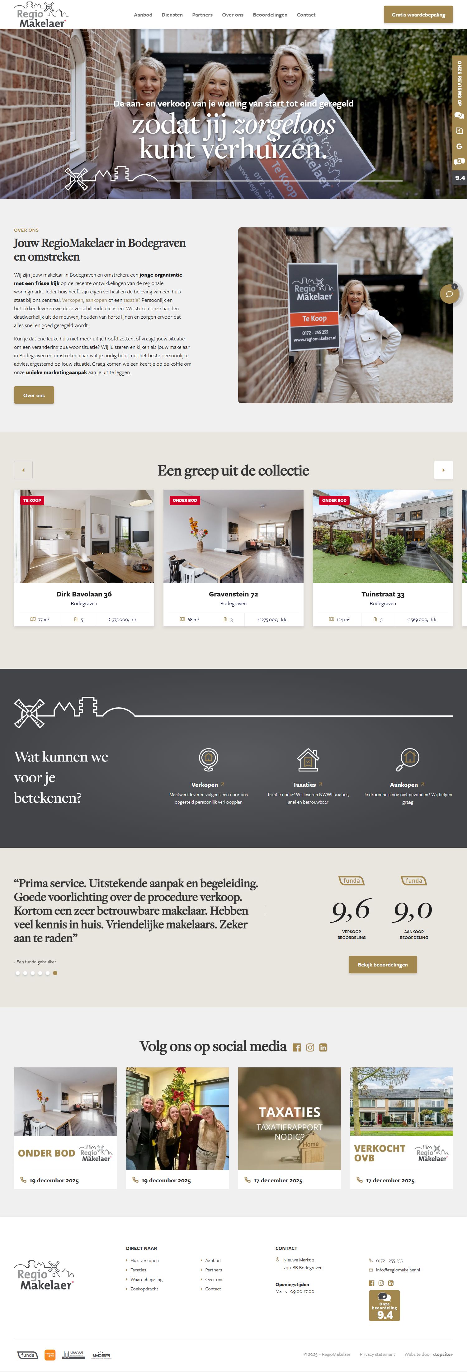 Screenshot van de website van www.regiomakelaer.nl