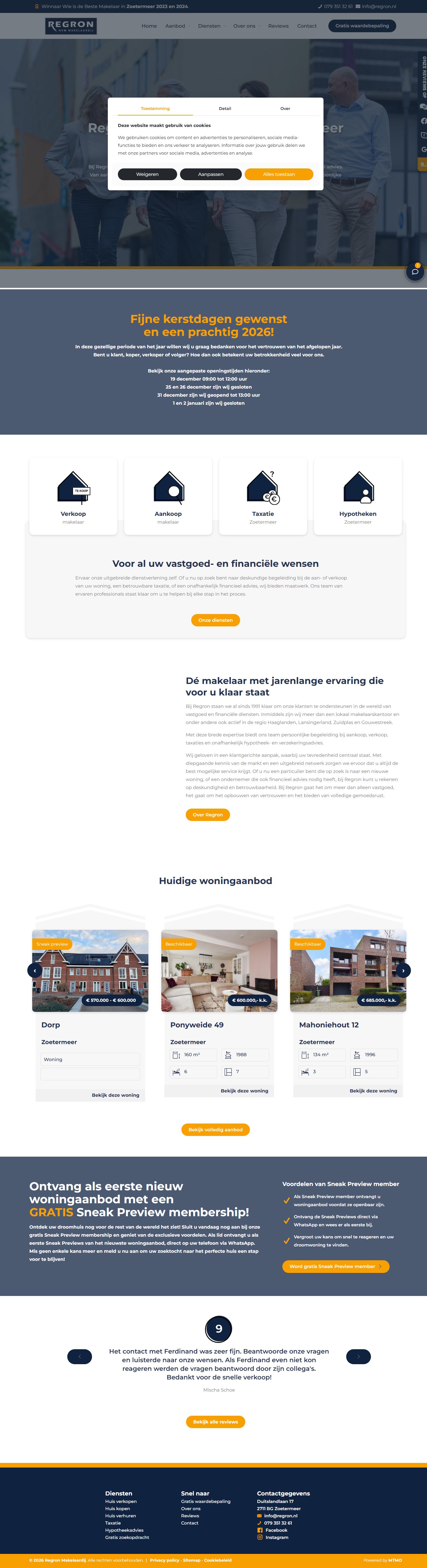 Screenshot van de website van www.regron.nl