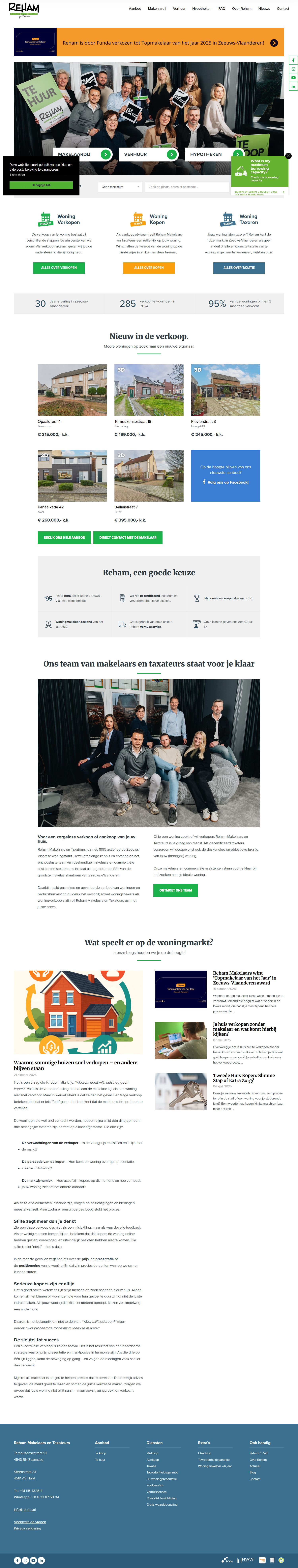 Screenshot van de website van www.reham.nl