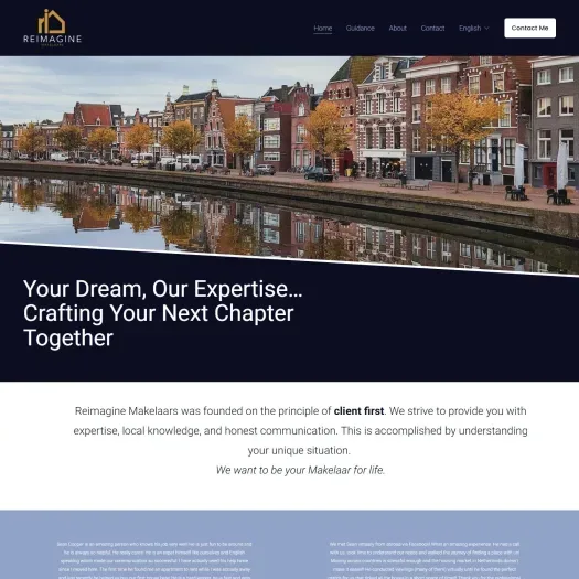 Screenshot van de website van www.reimaginemakelaars.com