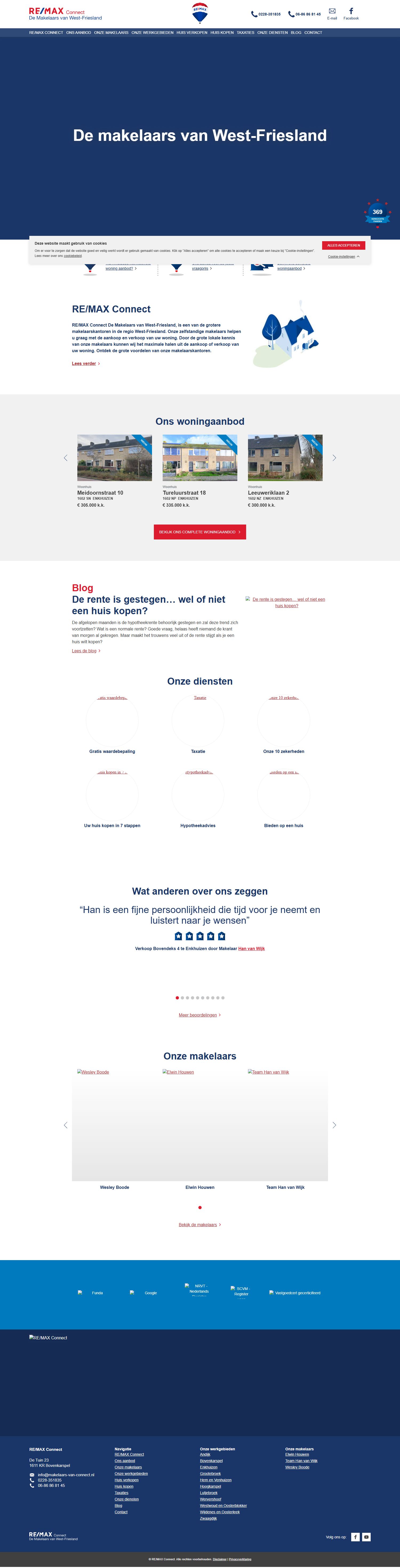 Screenshot van de website van www.makelaars-van-connect.nl