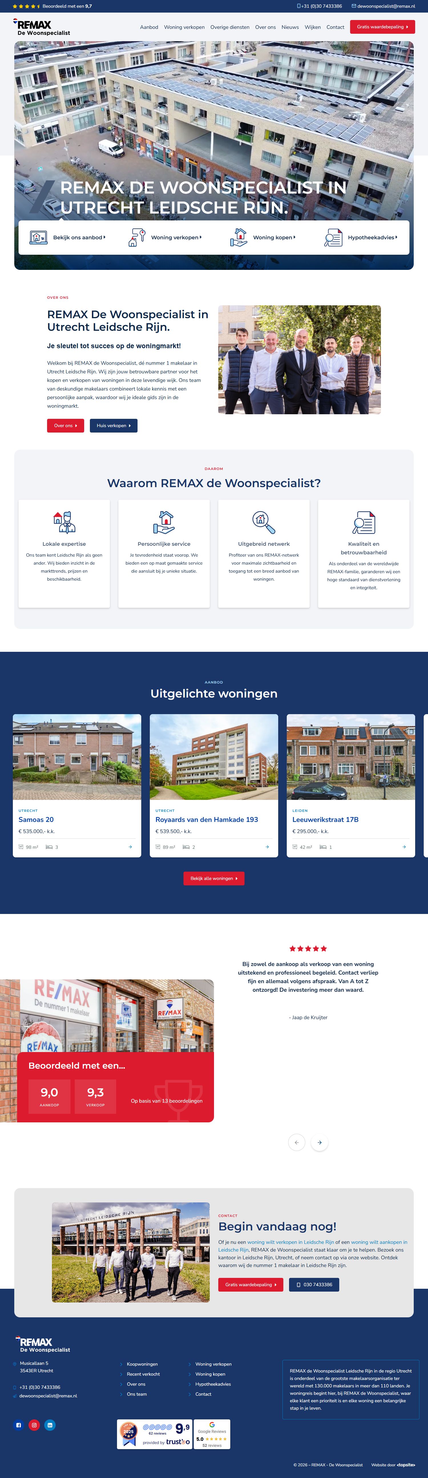 Screenshot van de website van www.makelaar-leidsche-rijn.remax.nl