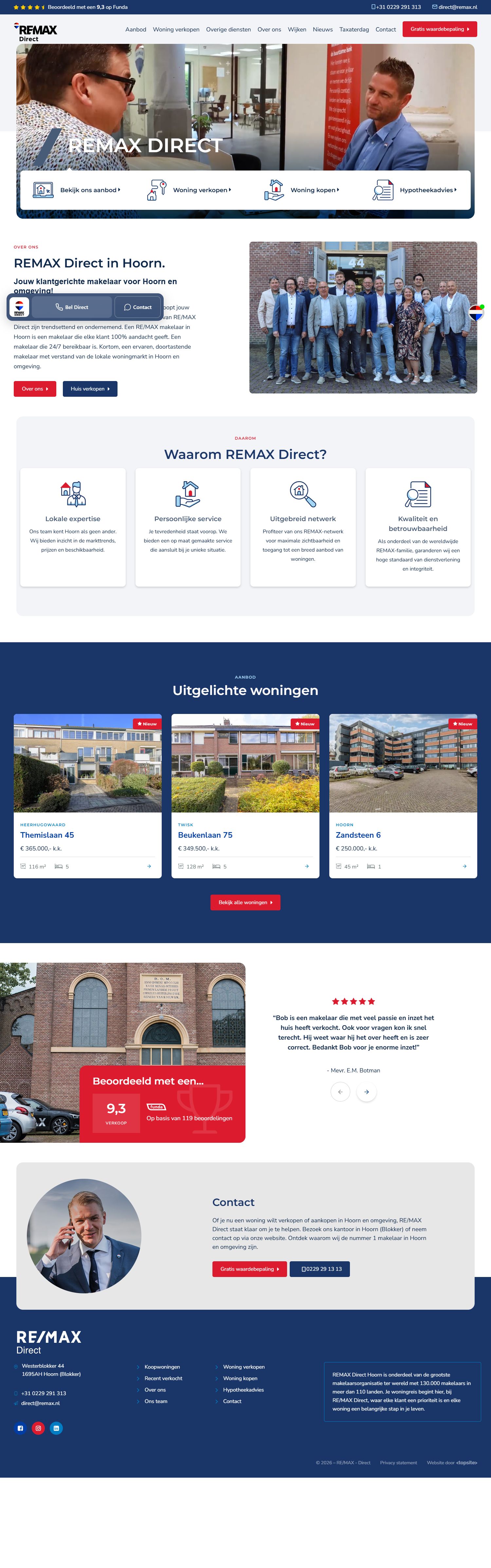 Screenshot van de website van www.makelaar-hoorn.remax.nl