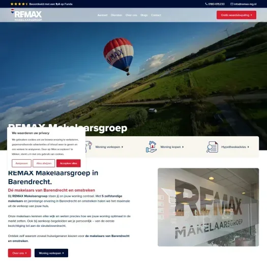 Screenshot of the website of www.remax-mg.nl