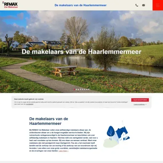 Screenshot van de website van www.makelaars-in-haarlemmermeer.nl