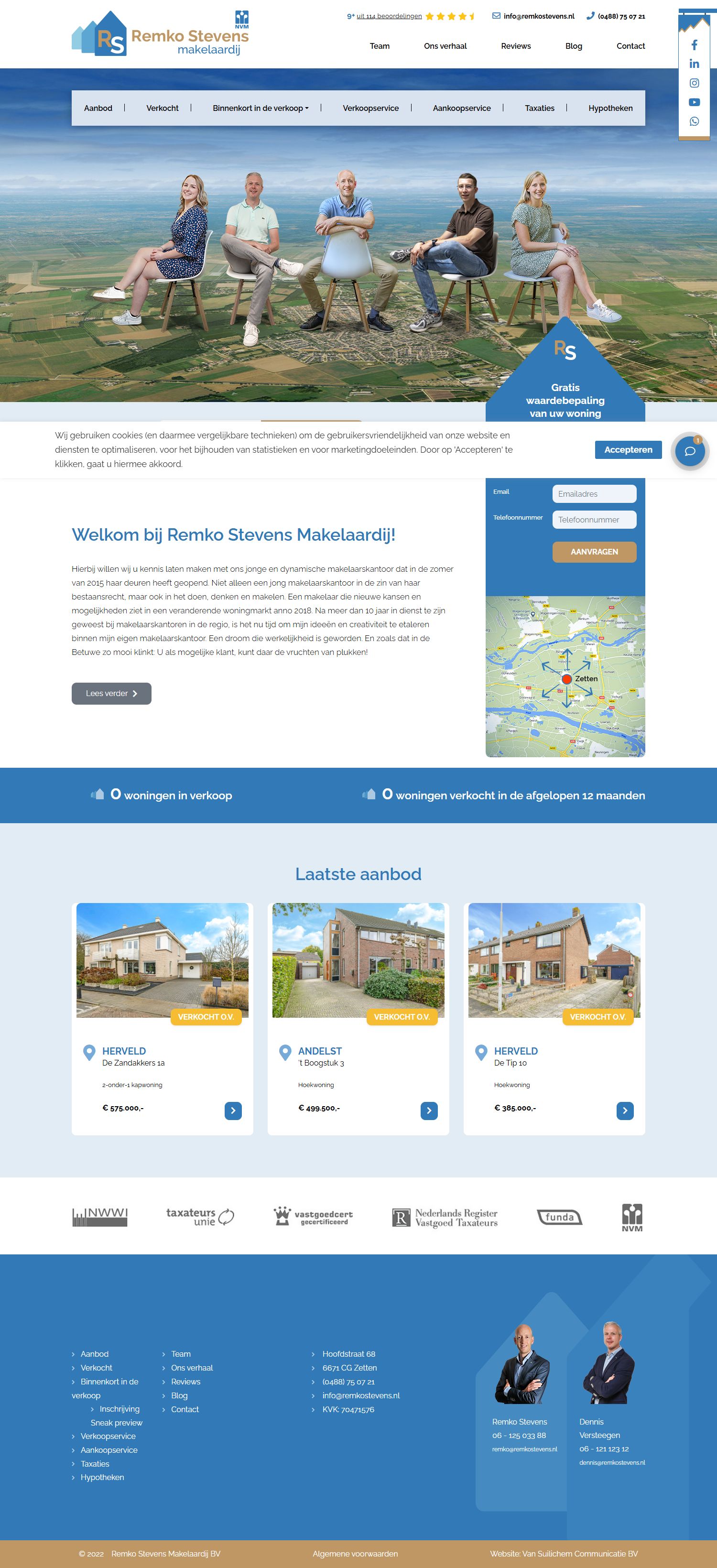 Screenshot van de website van www.remkostevens.nl