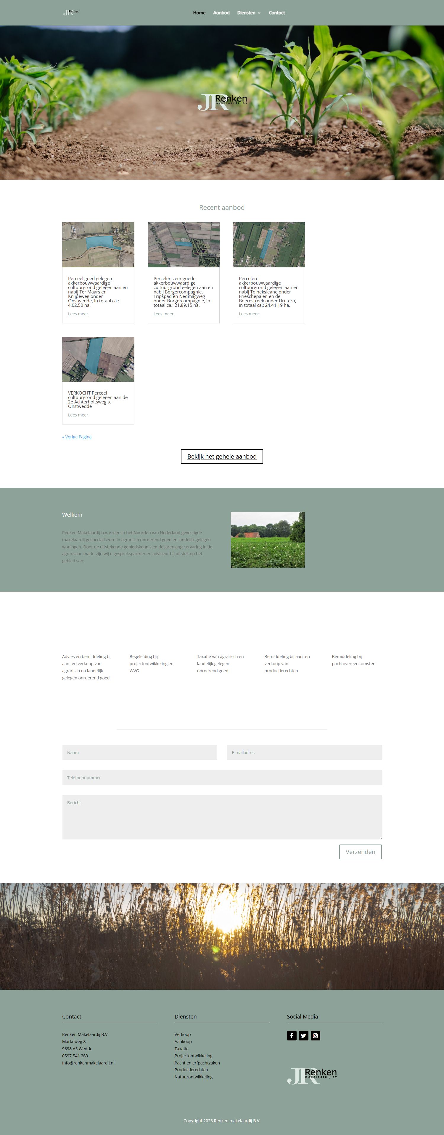 Screenshot van de website van www.renkenmakelaardij.nl