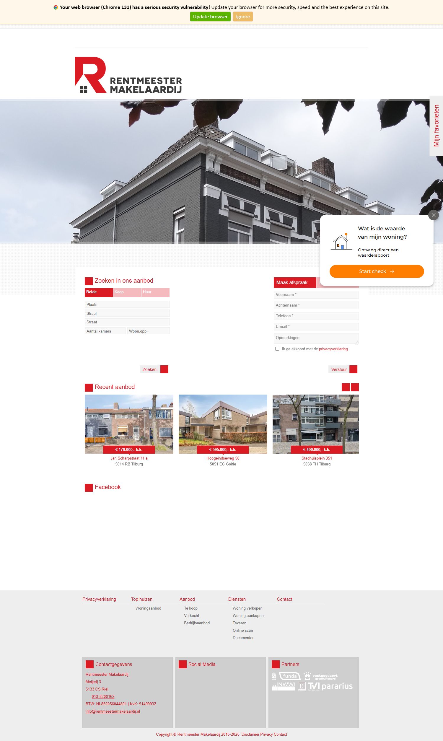 Screenshot van de website van www.rentmeestermakelaardij.nl