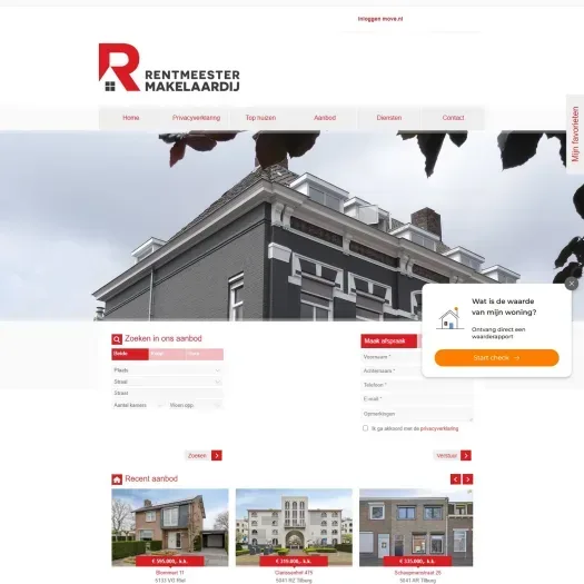 Screenshot van de website van www.rentmeestermakelaardij.nl