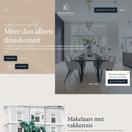Screenshot van de website van www.residencemakelaars.com