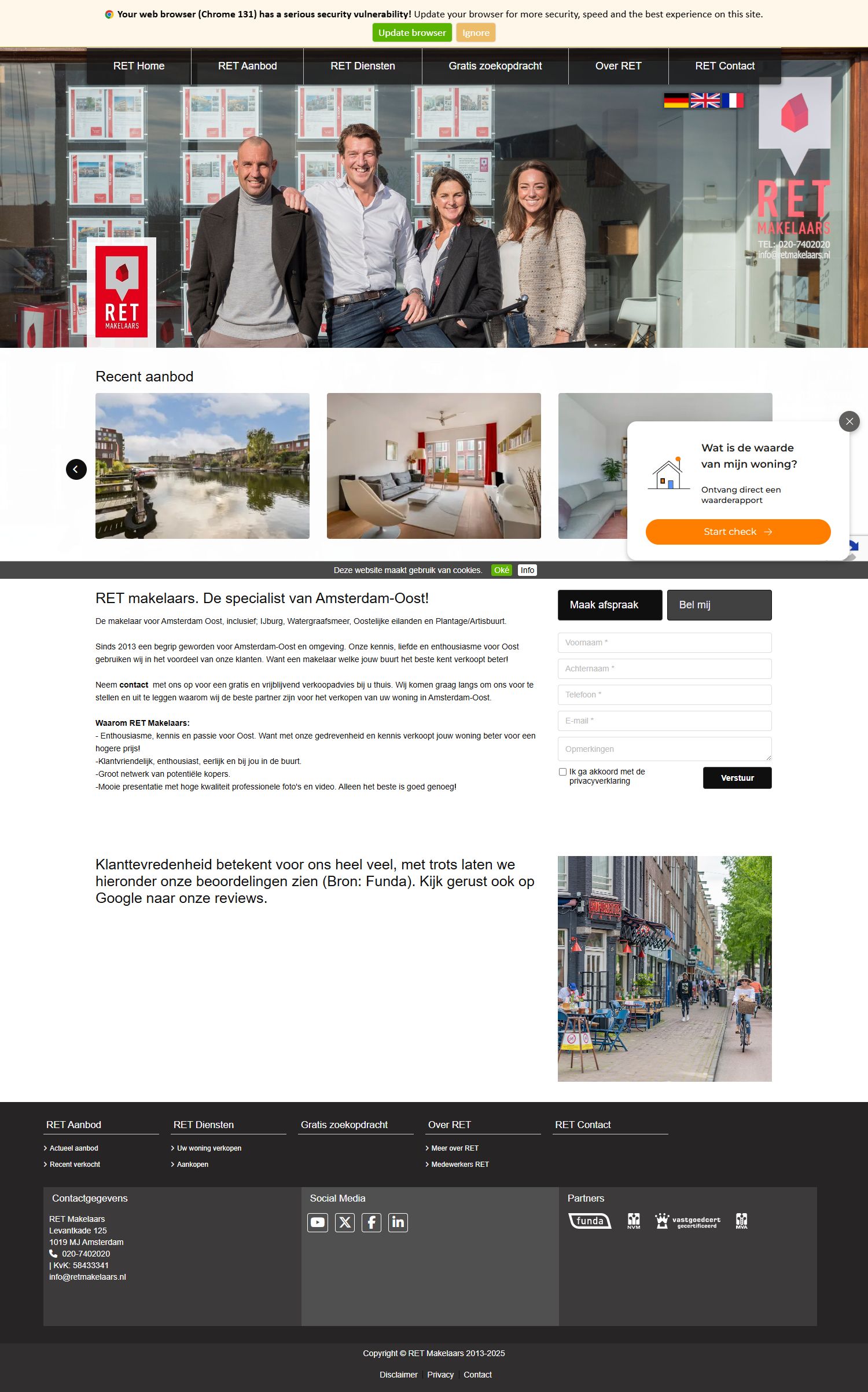 Screenshot van de website van www.retmakelaars.nl