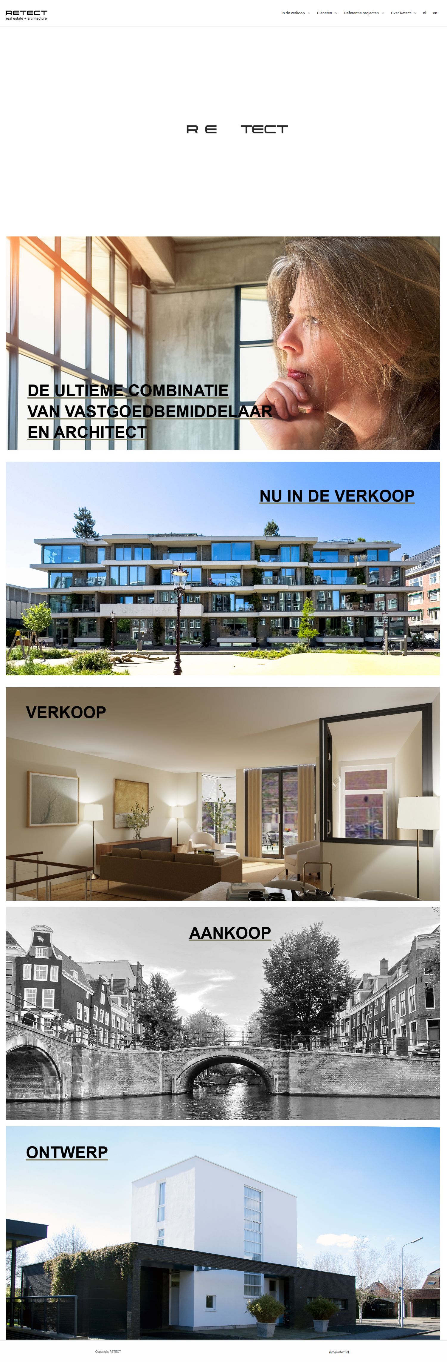 Screenshot van de website van retect.nl