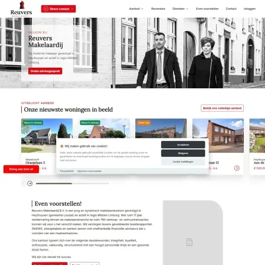 Screenshot van de website van www.reuversmakelaardij.nl