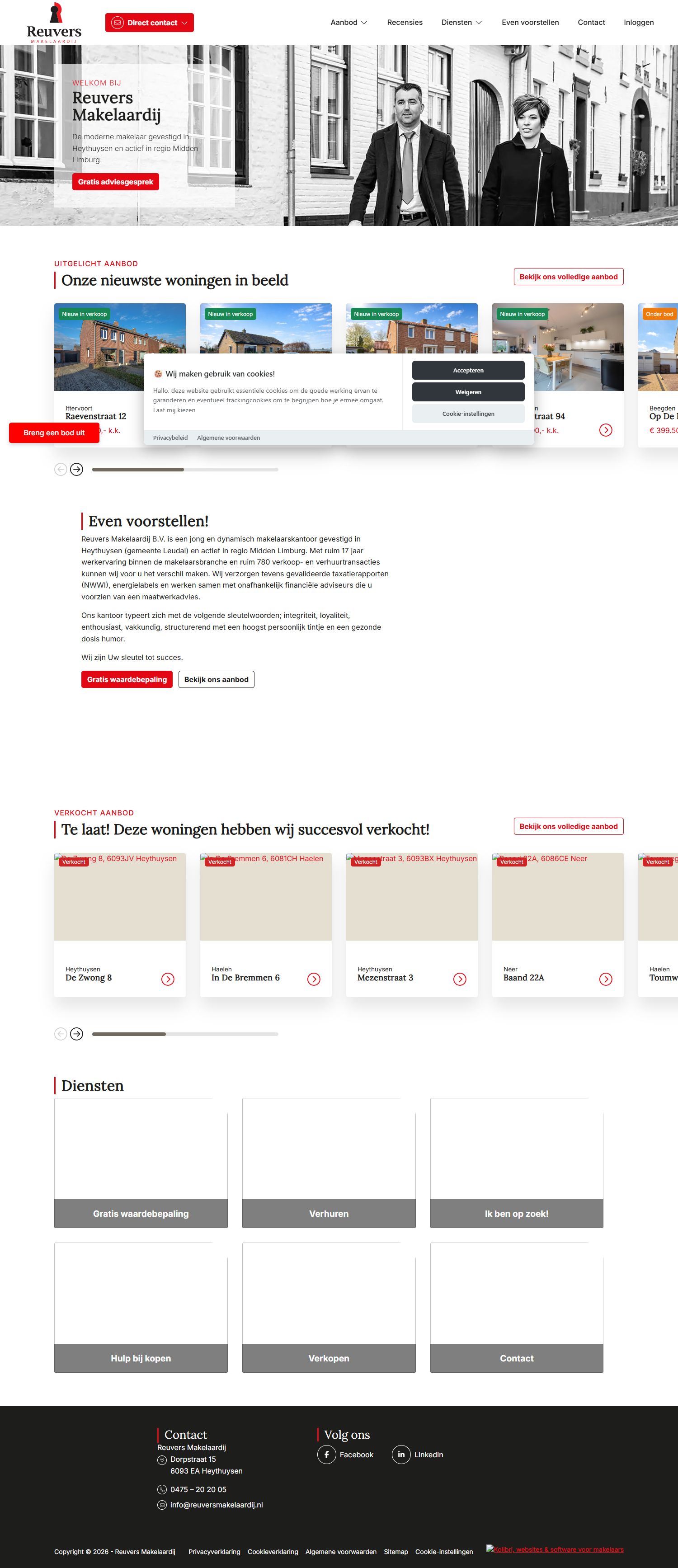Screenshot van de website van www.reuversmakelaardij.nl