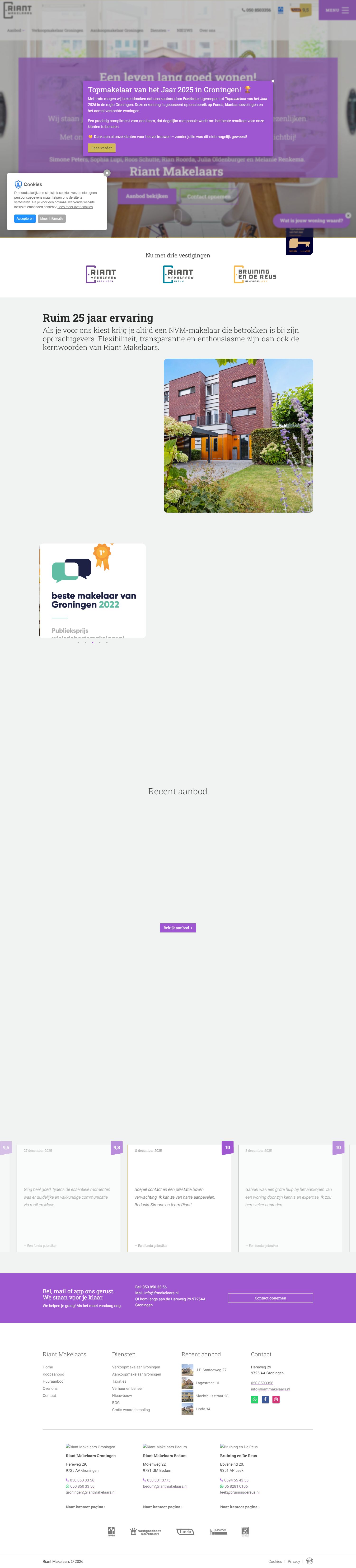 Screenshot van de website van www.riantmakelaars.nl