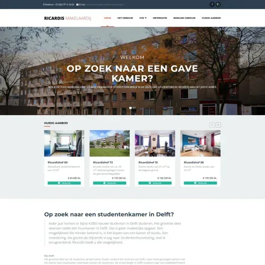 Screenshot of the website of www.ricardismakelaardij.nl