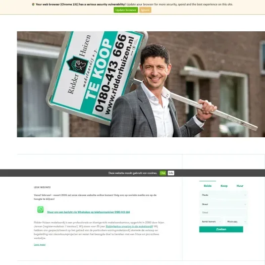 Screenshot der Website von www.ridderhuizen.nl